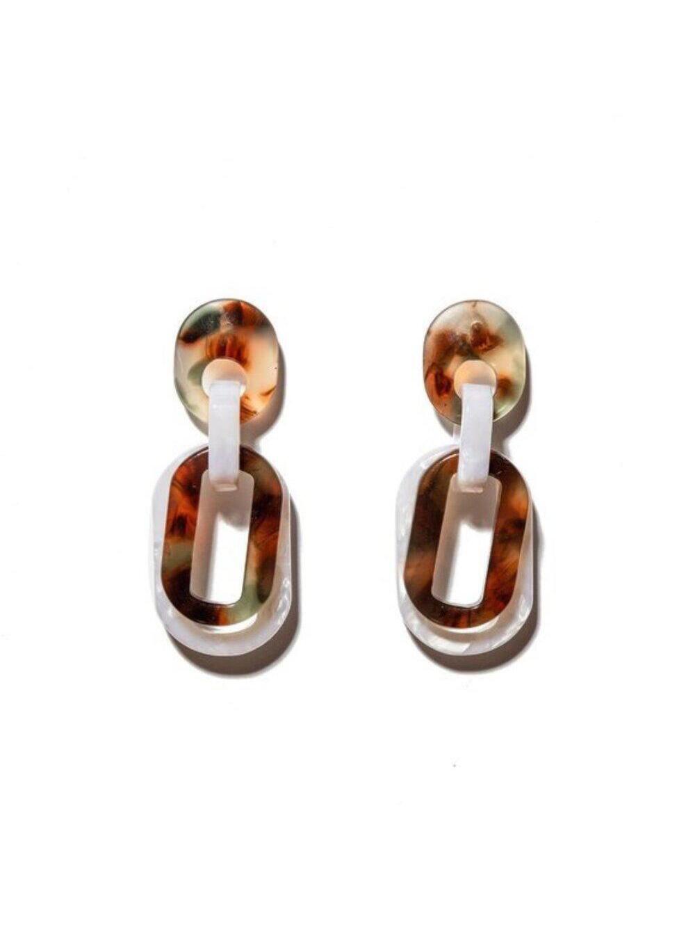 Lele Sadoughi Mini Slim Banded Oval Hoop Earrings